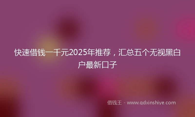 快速借钱一千元2025年推荐，汇总五个无视黑白户最新口子