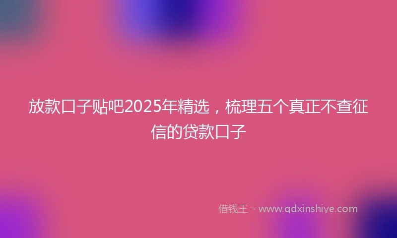 放款口子贴吧2025年精选,梳理五个真正不查征信的贷款口子