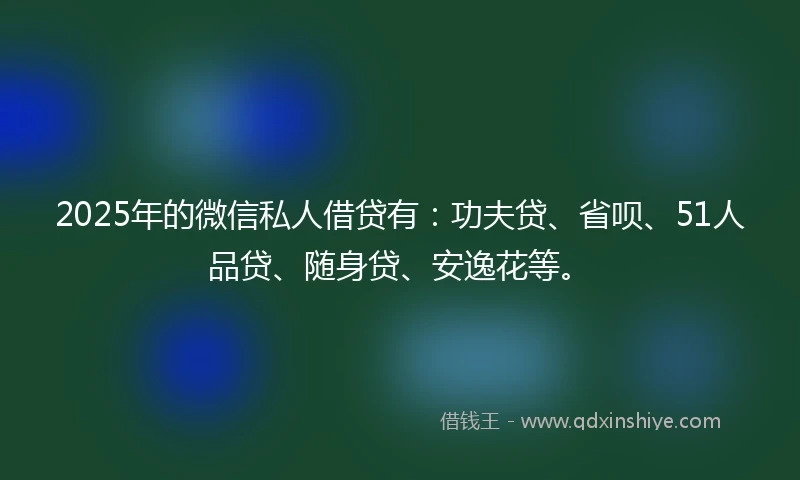 2025年的微信私人借贷有：功夫贷、省呗、51人品贷、随身贷、安逸花等。