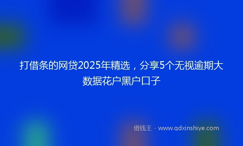 打借条的网贷2025年精选，分享5个无视逾期大数据花户黑户口子