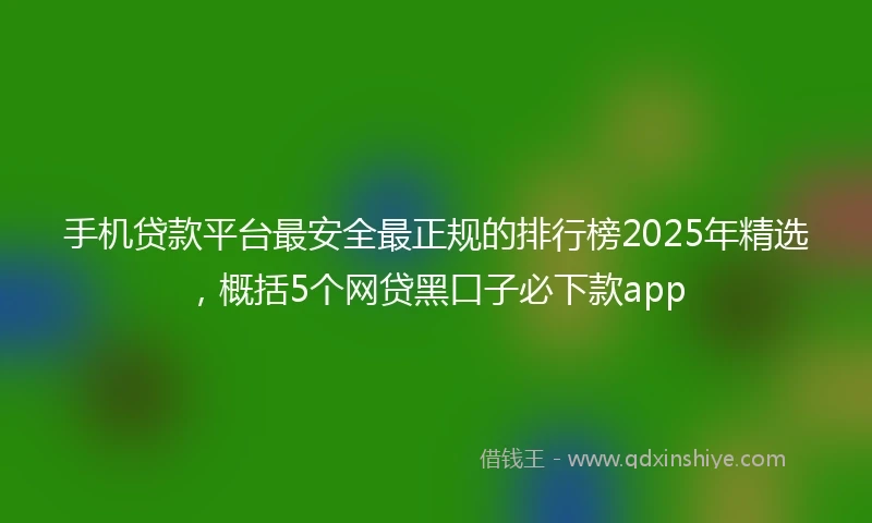 手机贷款平台最安全最正规的排行榜2025年精选，概括5个网贷黑口子必下款app