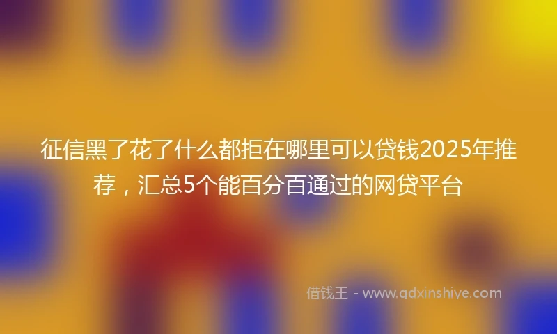 征信黑了花了什么都拒在哪里可以贷钱2025年推荐，汇总5个能百分百通过的网贷平台