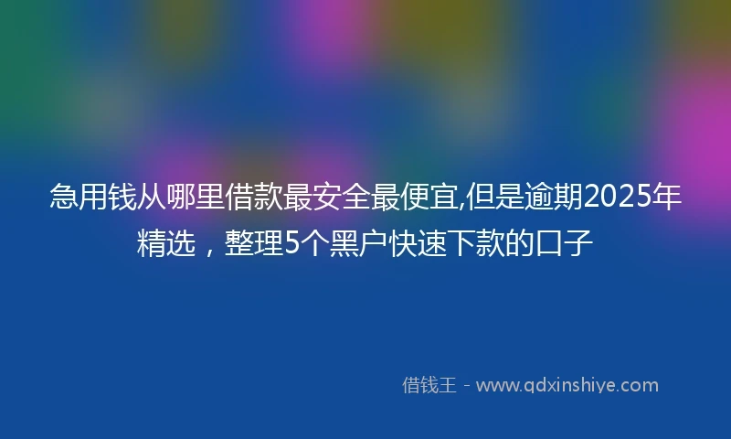 急用钱从哪里借款最安全最便宜,但是逾期2025年精选，整理5个黑户快速下款的口子