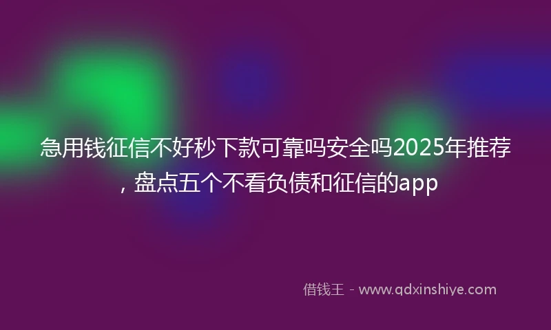 急用钱征信不好秒下款可靠吗安全吗2025年推荐，盘点五个不看负债和征信的app