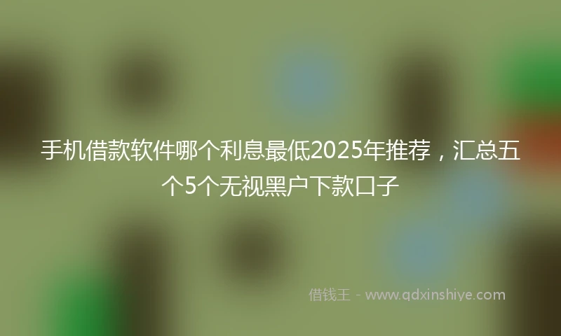 手机借款软件哪个利息最低2025年推荐，汇总五个5个无视黑户下款口子