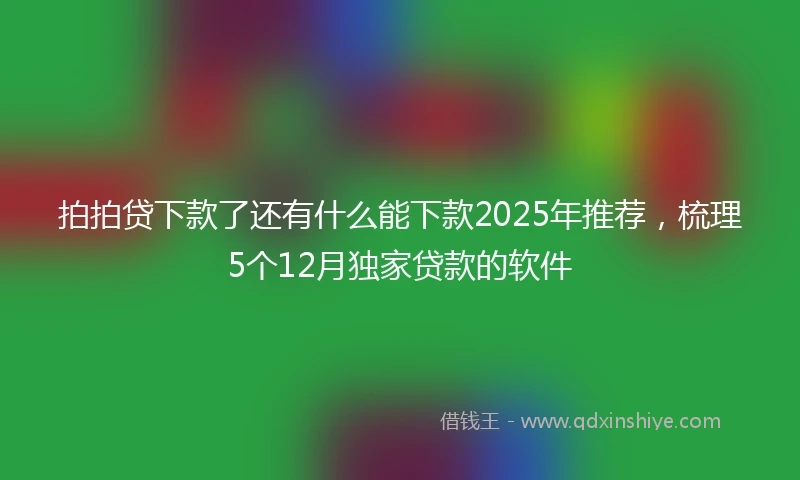 拍拍贷下款了还有什么能下款2025年推荐，梳理5个12月独家贷款的软件