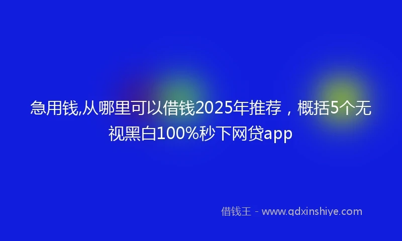 急用钱,从哪里可以借钱2025年推荐，概括5个无视黑白100%秒下网贷app