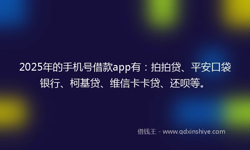 2025年的手机号借款app有：拍拍贷、平安口袋银行、柯基贷、维信卡卡贷、还呗等。