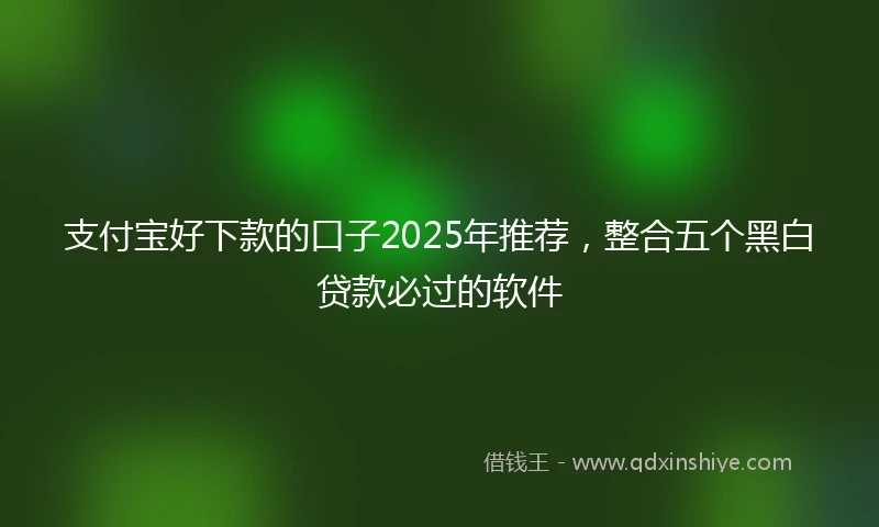 支付宝好下款的口子2025年推荐，整合五个黑白贷款必过的软件
