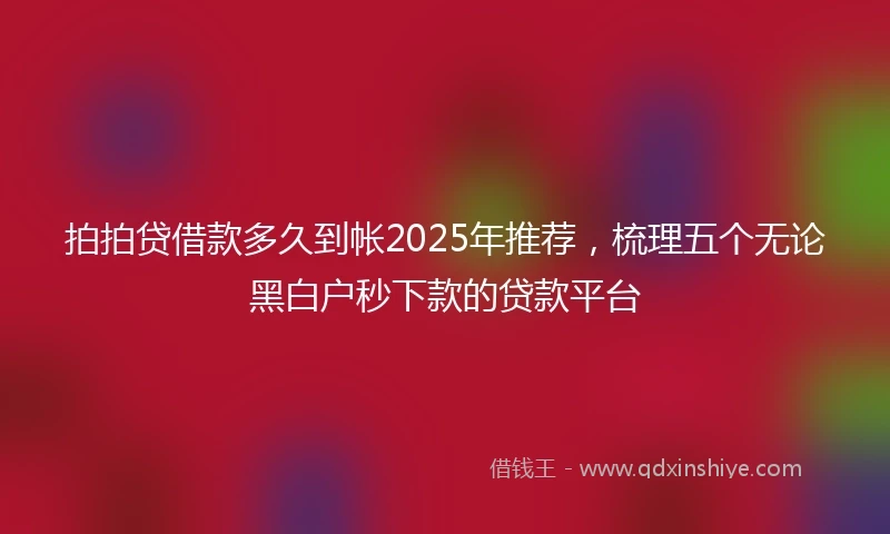 拍拍贷借款多久到帐2025年推荐，梳理五个无论黑白户秒下款的贷款平台