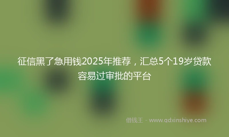 征信黑了急用钱2025年推荐，汇总5个19岁贷款容易过审批的平台