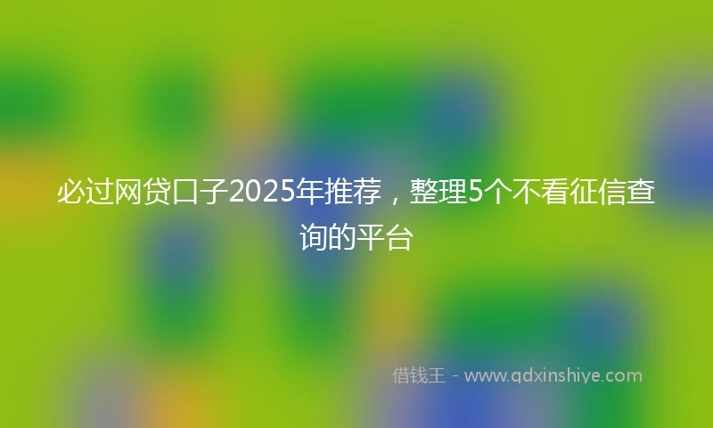 必过网贷口子2025年推荐，整理5个不看征信查询的平台