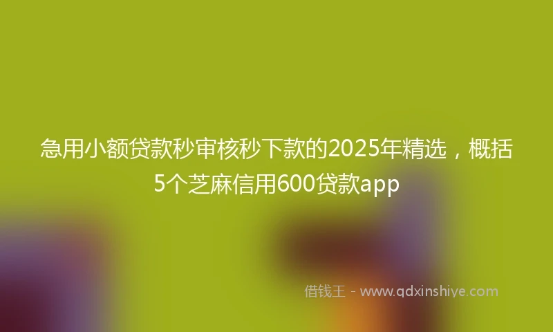 急用小额贷款秒审核秒下款的2025年精选，概括5个芝麻信用600贷款app