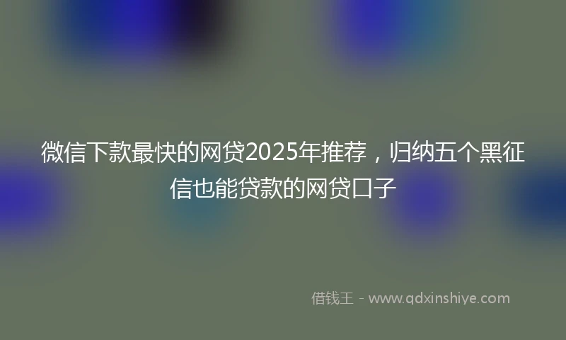 微信下款最快的网贷2025年推荐，归纳五个黑征信也能贷款的网贷口子