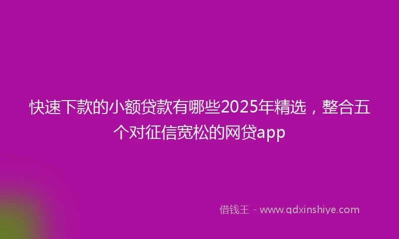 快速下款的小额贷款有哪些2025年精选，整合五个对征信宽松的网贷app