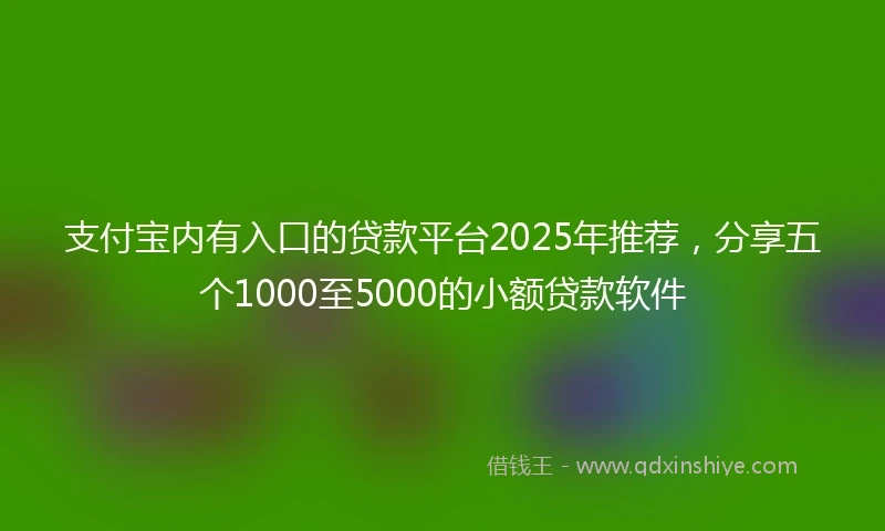支付宝内有入口的贷款平台2025年推荐，分享五个1000至5000的小额贷款软件