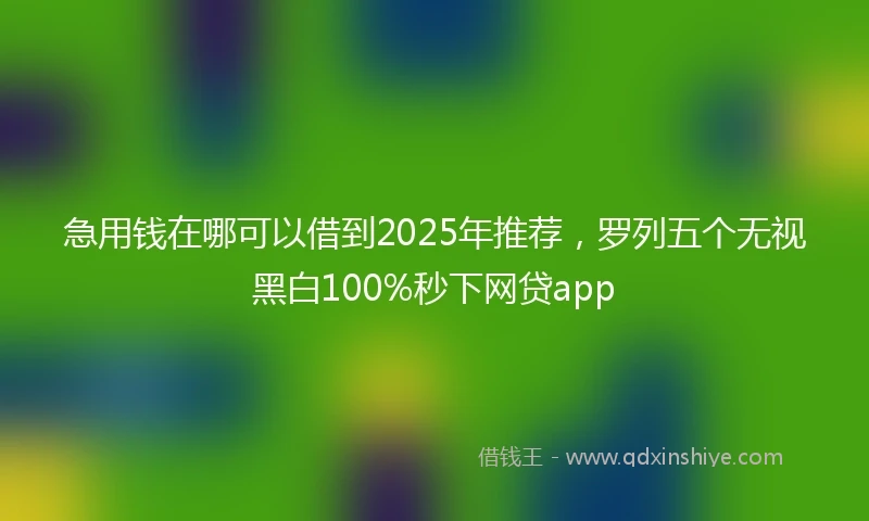 急用钱在哪可以借到2025年推荐，罗列五个无视黑白100%秒下网贷app
