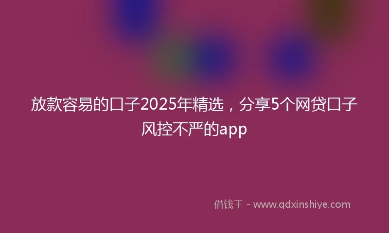 放款容易的口子2025年精选，分享5个网贷口子风控不严的app