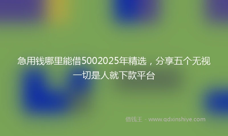 急用钱哪里能借5002025年精选，分享五个无视一切是人就下款平台
