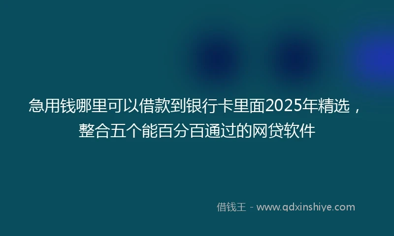 急用钱哪里可以借款到银行卡里面2025年精选，整合五个能百分百通过的网贷软件