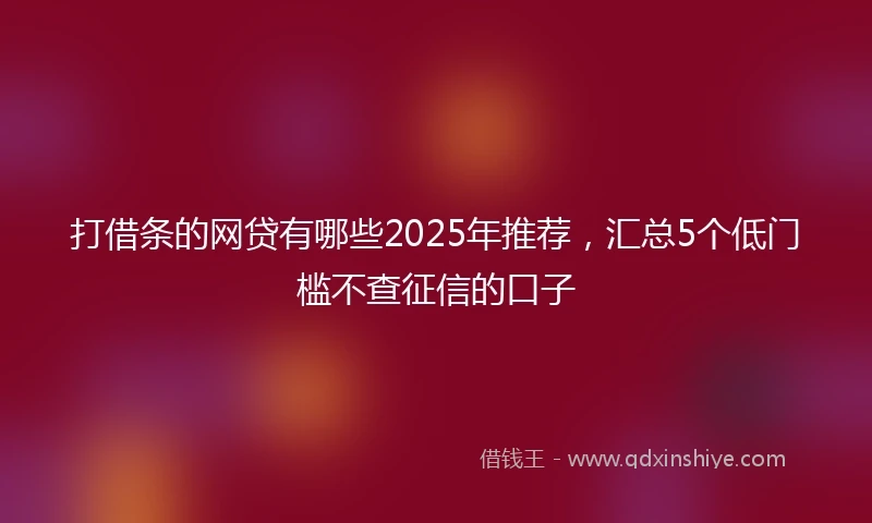 打借条的网贷有哪些2025年推荐，汇总5个低门槛不查征信的口子