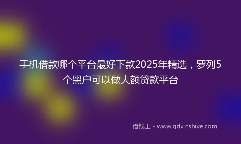 手机借款哪个平台最好下款2025年精选，罗列5个黑户可以做大额贷款平台