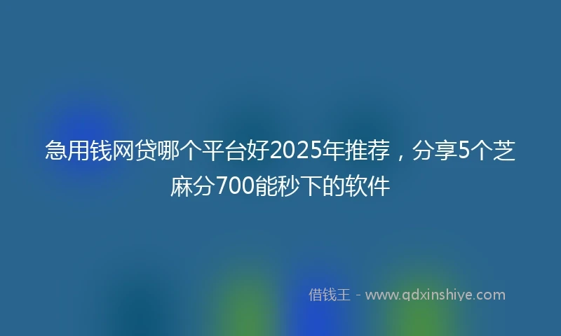 急用钱网贷哪个平台好2025年推荐，分享5个芝麻分700能秒下的软件