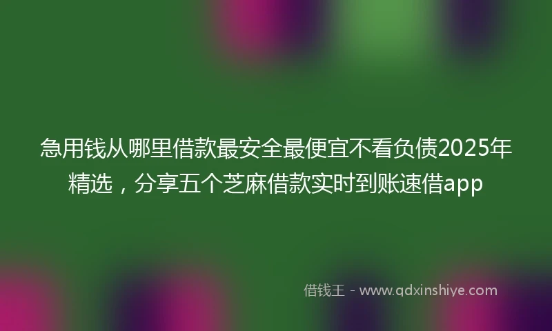 急用钱从哪里借款最安全最便宜不看负债2025年精选，分享五个芝麻借款实时到账速借app