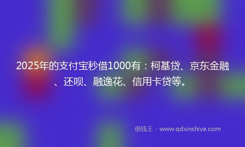 2025年的支付宝秒借1000有:柯基贷、京东金融、还呗、融逸花、信用卡贷等。