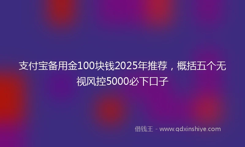 支付宝备用金100块钱2025年推荐，概括五个无视风控5000必下口子