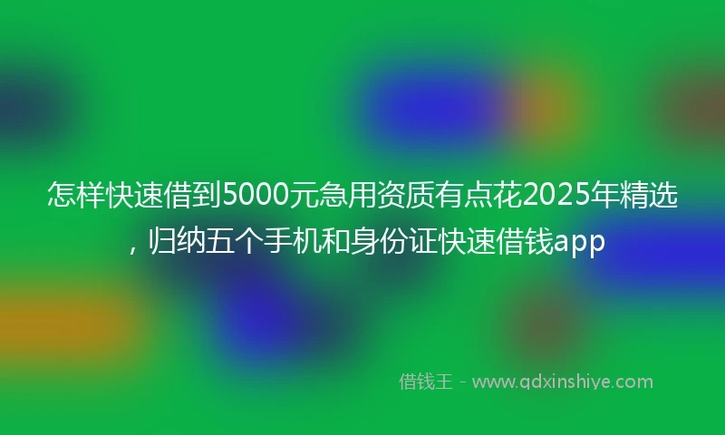 怎样快速借到5000元急用资质有点花2025年精选，归纳五个手机和身份证快速借钱app