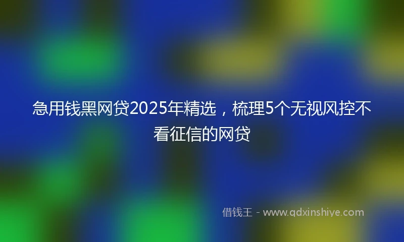 急用钱黑网贷2025年精选，梳理5个无视风控不看征信的网贷