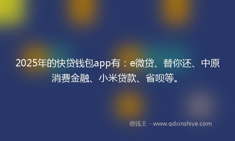 2025年的快贷钱包app有：e微贷、替你还、中原消费金融、小米贷款、省呗等。
