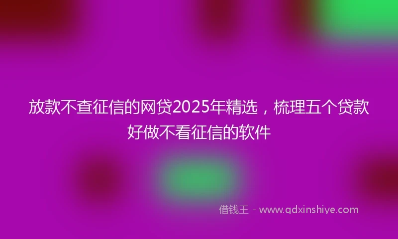 放款不查征信的网贷2025年精选，梳理五个贷款好做不看征信的软件