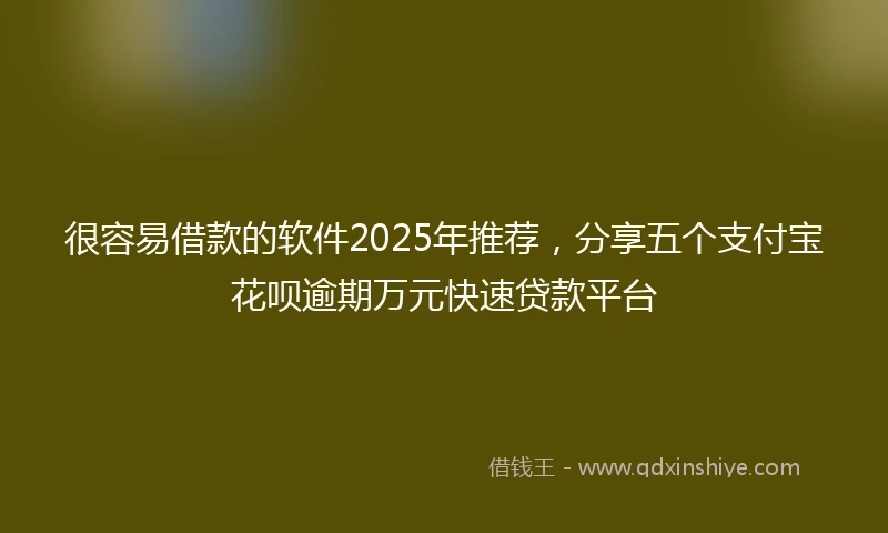 很容易借款的软件2025年推荐，分享五个支付宝花呗逾期万元快速贷款平台