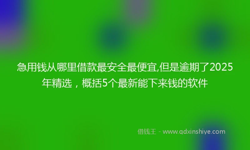 急用钱从哪里借款最安全最便宜,但是逾期了2025年精选，概括5个最新能下来钱的软件