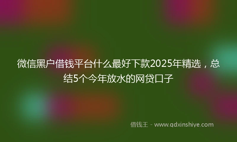 微信黑户借钱平台什么最好下款2025年精选，总结5个今年放水的网贷口子