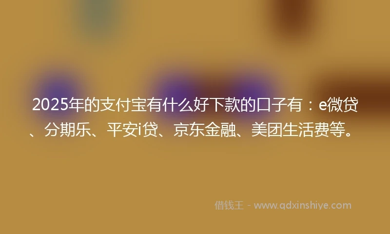 2025年的支付宝有什么好下款的口子有：e微贷、分期乐、平安i贷、京东金融、美团生活费等。