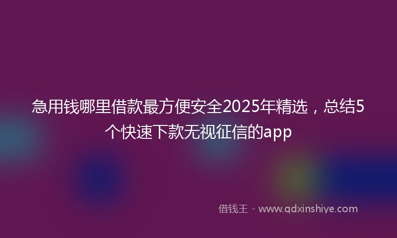 急用钱哪里借款最方便安全2025年精选，总结5个快速下款无视征信的app