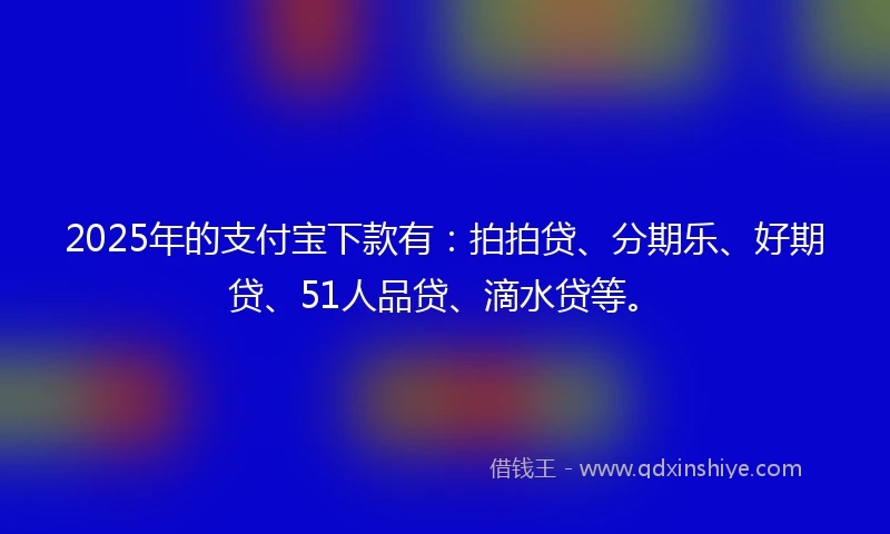 2025年的支付宝下款有：拍拍贷、分期乐、好期贷、51人品贷、滴水贷等。