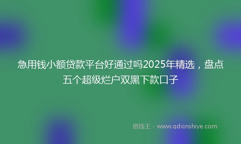 急用钱小额贷款平台好通过吗2025年精选，盘点五个超级烂户双黑下款口子