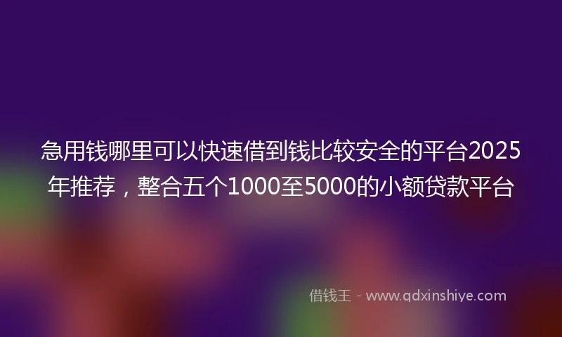 急用钱哪里可以快速借到钱比较安全的平台2025年推荐，整合五个1000至5000的小额贷款平台