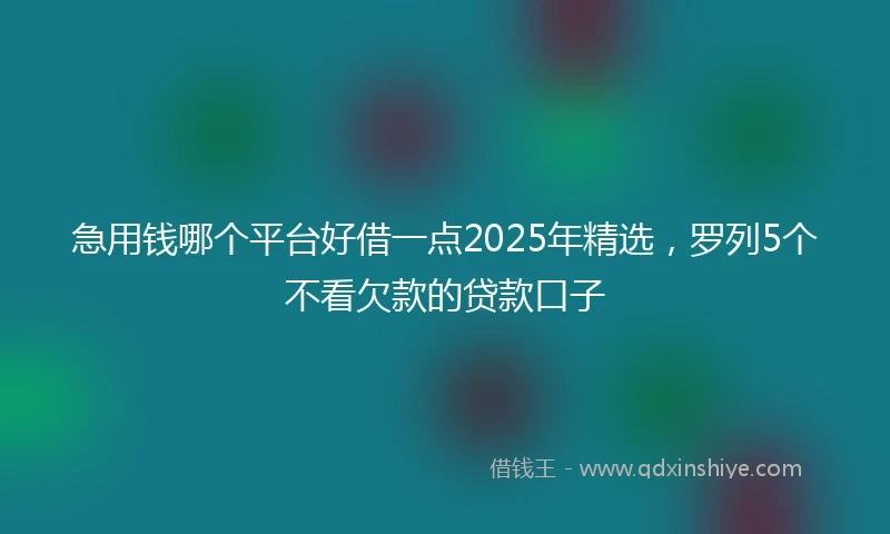 急用钱哪个平台好借一点2025年精选，罗列5个不看欠款的贷款口子