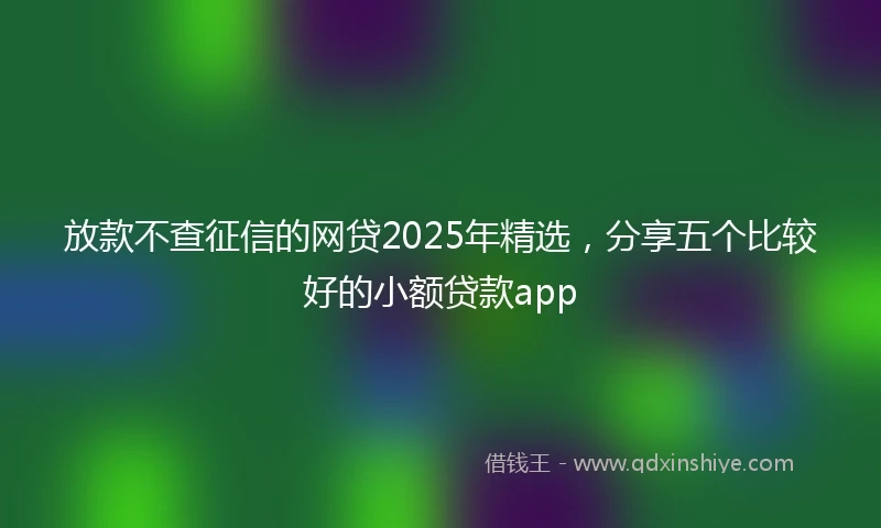 放款不查征信的网贷2025年精选，分享五个比较好的小额贷款app