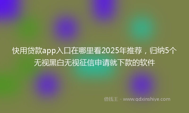 快用贷款app入口在哪里看2025年推荐，归纳5个无视黑白无视征信申请就下款的软件