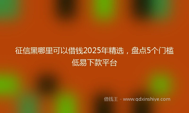 征信黑哪里可以借钱2025年精选，盘点5个门槛低易下款平台