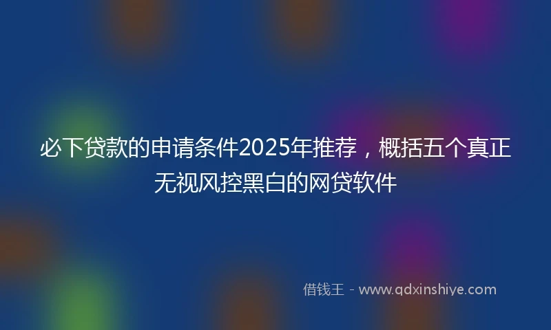 必下贷款的申请条件2025年推荐，概括五个真正无视风控黑白的网贷软件