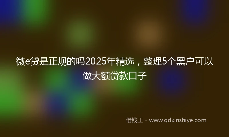 微e贷是正规的吗2025年精选，整理5个黑户可以做大额贷款口子