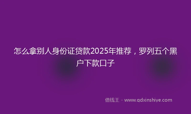 怎么拿别人身份证贷款2025年推荐，罗列五个黑户下款口子