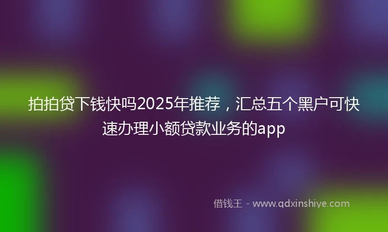 拍拍贷下钱快吗2025年推荐，汇总五个黑户可快速办理小额贷款业务的app
